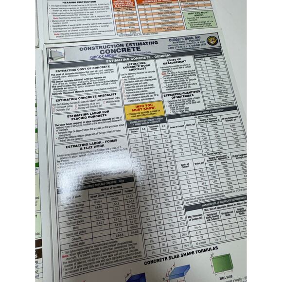 Construction Essentials Quick Cards Lot Of 6 Office Reference Guide Laminated - Picture 5 of 12
